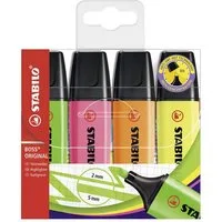 STABILO Filzstift Textmarker-Set mit 4 Farben: gelb, orange, grün, pink, Leuchtende Farben, ideal zum Hervorheben von Texten