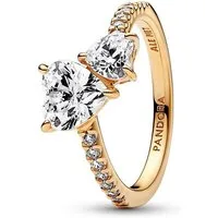 Pandora Fingerring PANDORA Damenring Doppeltes Herz aus Metalllegierung, gold