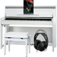 Classic Cantabile Digitalpiano UP-1 WM E-Piano Set - 88 gewichtete Tasten mit Graded Hammer-Tastatur (Spar-Set, inkl. Klavierbank, Kopfhörer & Schule), Klavier mit 40 Sounds und 256-fache Polyphonie