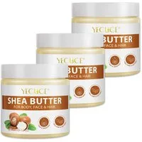 ALIVER Körpercreme Shea Butter Körperbutter 100% Rein Naturbelassen Gesicht Hautpflege, 3-tlg., Hautpflege, Tagescreme, Haarpflege, Gesichtscreme