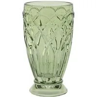 Chic Antique Gläser-Set Chic Antique - Wasserglas Trinkglas Glas 350ml Olive Grün mit Muster, Glas
