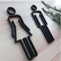 FOUORTUNATE-BEE Hinweisschild WC Schild Acryl Schwarz Toilettenschild Damen Herren Tür, Toilettenschild Acryl Schwarz WC Türschild für Bad Hotel Büro