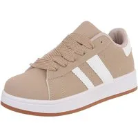 Ital-Design Sportlicher Freizeitschuh für Damen, komfortabel und stylish Sneaker (91512472) Keilabsatz/Wedge Sneakers Low in Hellbraun
