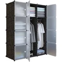 GarveeMore Kleiderschrank Schuhregal Mit Platz zum Aufhängen DIY Kombischrank,modularer Kombischrank
