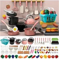 Zaewry Kinder-Küchenset 61-teiliges Kinderküchen Zubehör, BBQ-Simulationsspiel für kinder, (91-tlg), Rollenspiel Küchenzubehör,Kunststoff, Lernspielzeug