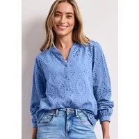STREET ONE Langarmbluse Sommerbluse mit Split Neck und Rüschen-Details