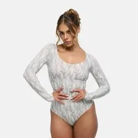 cfab Shaping-Body Bodysuit Sculpting Shapewear Longsleeve mit String-White Snake-XL (1-tlg)