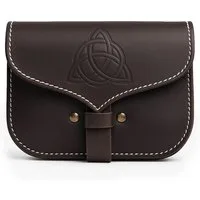 Leonardo Carbone Wikinger-Kostüm Leder-Gürteltasche "Hulda" mit keltischem Knoten, hochwertiges Leder, markante Prägung