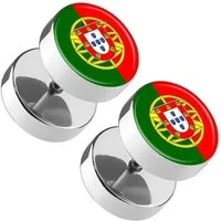 Taffstyle Paar Ohrstecker Ohrringe Fanartikel Fahne Schmuck Fussball Frauen Männer Portugal, Ohrstecker WM EM Fake Flesh Plug Flagge Handball Eishockey Basketball