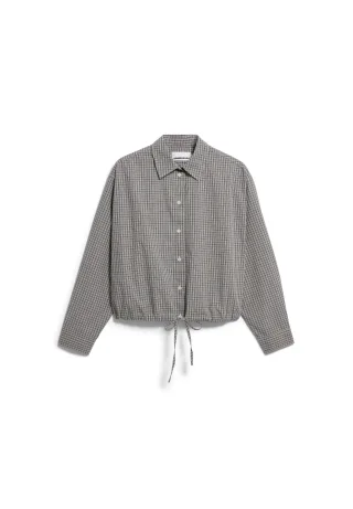 Armedangels - MINI-CHECK DRAWSTRING BLOUSE night sky-oatmilk - Gr. - L