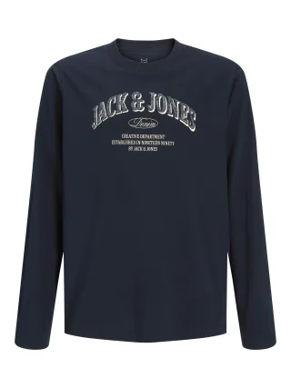 JACK&JONES - JJEDENVER LOGO TEE LS O-NECK SN JNR Navy Blazer - Gr. - 164