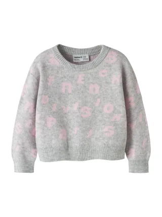 NAME IT - NMFOLINE LS KNIT BF Light Grey Melange - Gr. - 116