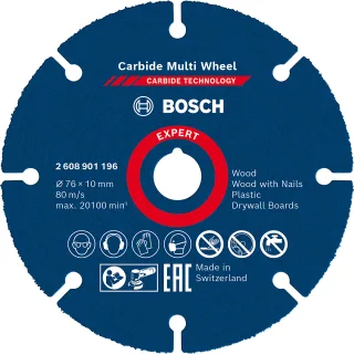 Bosch EXPERT Carbide Multi Wheel Trennscheibe, 76 mm, 10 mm. für Mini-Winkelschleifer - 2608901196