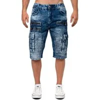 Cipo & Baxx Jeansshorts Herren Regular Fit Kurze Hose Stonewashed BA-CK295 Hochwertige Verarbeitung mit markanten Ziernähten