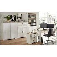Innostyle Büromöbel-Set Büro Arbeitszimmer-Set Jasmin 5-teilig Pinie hell weiß Artisan Eiche, (5-tlg)