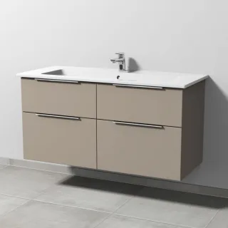 Sanipa 3way Keramik-Set Venticello Keramik-Waschtisch und Unterbau mit 4 Auszügen, Sandgrau-Matt UF32767