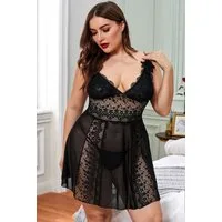 Organza Lingerie Negligé Plus Size mit toller Passform und Spitzendetails, Dessous große Größen