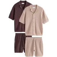 Next Shorts Shirt mit Strickstruktur und Shorts, 2er-Pack (4-tlg)