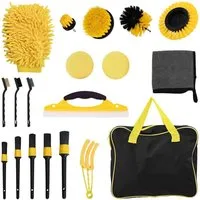 vidaXL Reinigungsbürsten-Set Auto Bürsten Set Mehrfarbig Poly-Rattan, (19-tlg)