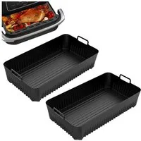 BlingBin Silikonform Ninja Heißluftfritteuse Zubehör für AF500EU / Cosori 10L, (2er Set 2-tlg), Silikonform Airfryer Zubehör für Max Ninja Foodi Flexdrawer 10,4L