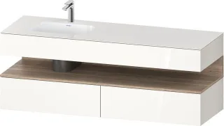 Duravit Qatego Einbauwaschtisch mit Konsolenwaschtischunterbau Weiß Hochglanz 1600x500x600 mm - QA47 QA4795055220010