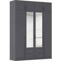 rauch Kleiderschrank Schrank Garderobe Wäscheschrank GAMMA in 4 Breiten 91-226 cm (3 verschiedene Ausstattungen BASIC/CLASSIC/PREMIUM (inkl. SOFT-CLOSE) mit Schubladen und Schrankaufsatz sowie Spiegel MADE IN GERMANY