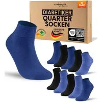 sockenkauf24 Diabetikersocken kurz ohne Gummibund & ohne Naht Quarter Diabetiker Socken Baumwolle (Set, 10-Paar) Diabetiker Socken mit Komfortbund ohne Gummi für Damen & Herren
