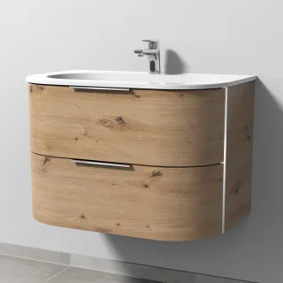 Sanipa 4balance Keramik-Set mit 2 Auszügen, Eiche Natural-Touch, DG40285 DG40285