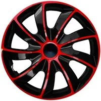 NRM Radkappe QUAD 14 Zoll in Rot/Schwarz, 14 in Zoll, (4-St) Radzierblenden für Stahlfelgen Zweifarbige Radkappen Satz 4er Set 14"