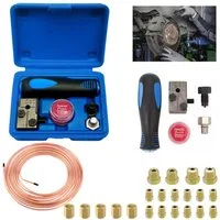 JOYOLEDER Bördelgerät Bremsleitung Bördelgerät für DIN Bördelungen, 4,75 mm, (Universal-Bremsleitungs-Bördelgerät-Satz, 7,62m Ø4,75mm Bremsleitung, mit 16 Anschlüssen+5 Verbinder), für Brems- Bzw Hydraulikleitungen Verwendet