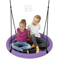 AIYAPLAY Einzelschaukel Nestschaukel Ø98 cm Verstellbar bis 100 kg, (Tellerschaukel, 1-tlg., Kinderschaukel), Gartenschaukel für 3-8 Jahre Kinder, Outdoor, Lila