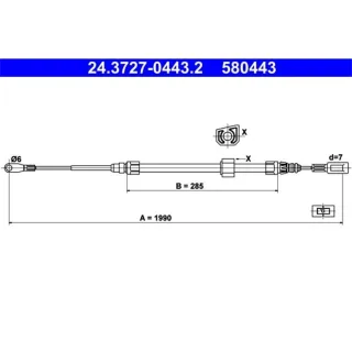 ATE Handbremsseil vorne Mercedes Sprinter VW LT 24.3727-0443.2