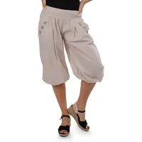 malito more than fashion Haremshose malito Damen Pumphose Capri Holzzierknöpfe 23286H kurze Sommer Pumphose in Unifarben Einheitsgröße