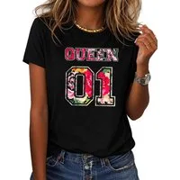 RMK T-Shirt Damen Shirt Rundhals Basic "QUEEN" aus Baumwolle