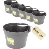 GarPet Blumentopf 6er Set Fallrohr Blumentopf für Regenrohr Regenrinne Pfosten Hängetopf