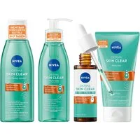 Nivea Gesichtspflege-Set Derma Skin Clear Set (4in1) mit Waschgel, Peeling, Toner, Night Serum, 4-tlg.