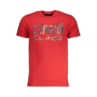Cavalli Class Rotes Baumwoll-T-Shirt für Männer