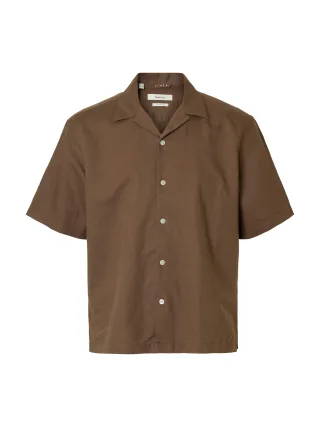 SELECTED MEN - SLMRLXCASPER CLAY LINENBLEND SS SHT NOOS Chocolate Chip - Gr. - M