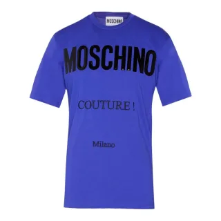 Moschino Couture - Blaues T-shirt Mit Glänzendem Logo