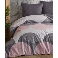 One Home Bettwäsche Kreise, Renforcé, 3 teilig, Baumwolle, meliert und modern, Doppelbett