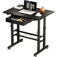 GTPLAYER Eckschreibtisch Höhenverstellbarer Schreibtisch, Computertisch Laptoptisch, mit Schubladen,Tisch höhenverstellbar 80 * 50*(73-115) cm