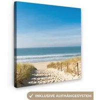 OneMillionCanvasses® Leinwandbild Strand - Meer - Düne - Sand - Sommer, Fotodruck (1 St), Wandbild, Deko Schlafzimmer Wohnzimmer Flur 20x20 cm
