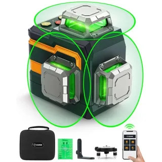 EU US Direct CIGMAN CM-S01 12 Lines Laser Level 3x360° Full Layout APP Control Green Laser Self-Leveling Rechargeable Ba