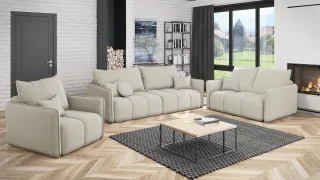 Sofaset Designersofa MORGANO 3-2-1 Stoff Abriamo Creme