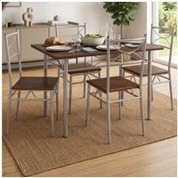 Casaria Essgruppe Paul, (5-tlg), Esstisch mit 4 Stühlen für Esszimmer Küche 5tlg. Sitzgruppe Robust