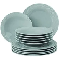 Seltmann Weiden Tafelservice Teller Set, Geschirr-Set Beat (12-tlg), 6 Personen, Porzellan, mit Rillendekor, 12 Teile, für 6 Personen