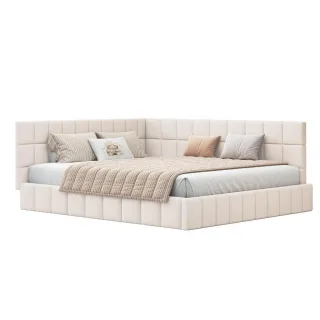 Okwish Polsterbett, Beige, Textil, 160x200 cm, Schlafzimmer, Betten, Polsterbetten