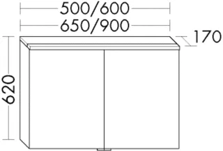 Burgbad Spiegelschrank Sys30 Preisgruppe 4 Sana 620x500x170 Eiche Hellgrau, SPFO050RF6332 SPFO050RF6332