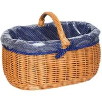 YULKA Einkaufskorb Weidenkorb BAGI BLAU Flechtkorb mit Henkel, 48 l, abnehmbare Einlage (blau), natürliches Weidenmaterial, nachhaltig