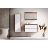 welltime Waschtisch Waschbeckenunterschrank Line mit Waschbecken,Badmöbel,zwei Schubladen, Badschrank mit Waschbecken, Push to open, Maße B/H/T: 61/53/47 cm